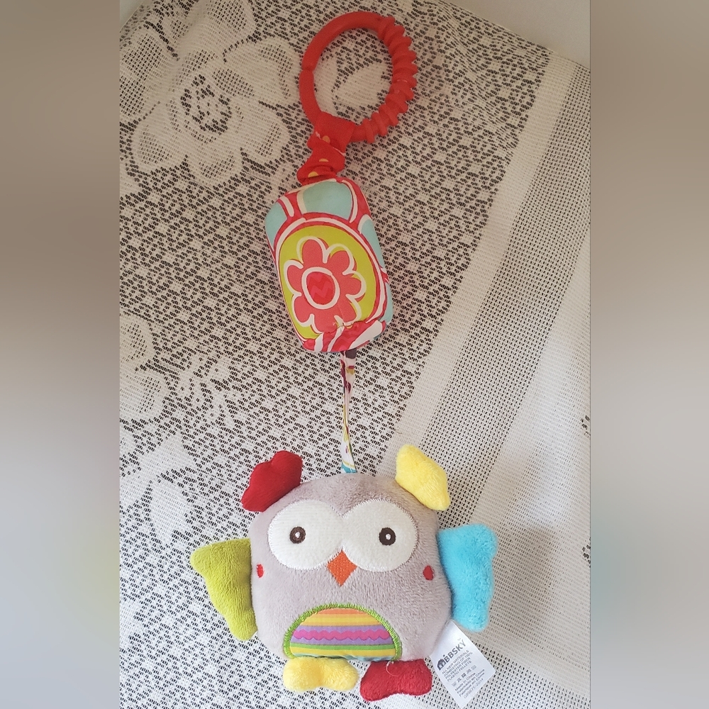 BBSKY Baby Owl Activity Chime Toy Clip On N Go Hanging Teether Plush Soft